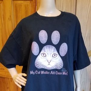 Vintage 90s Bob Harrison "My Cat Walks All Over Me!" Unisex Graphic Tee